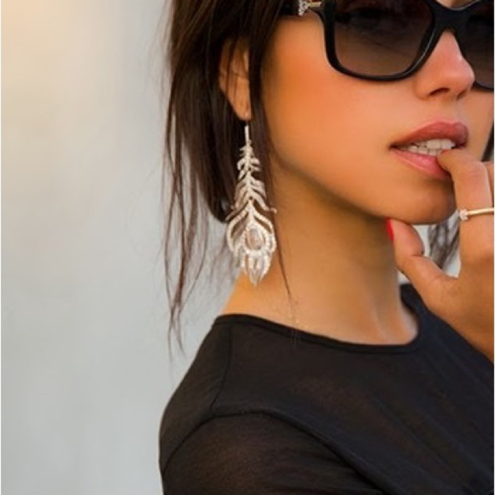 Kendra Scott Silver Blue Feather Earrings